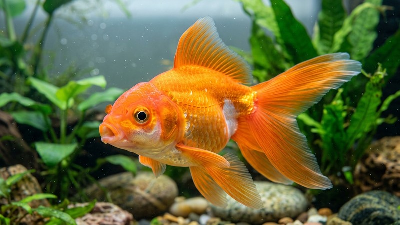 un primer plano de la boca perfecta y las aletas intactas de un pez de colores sano en agua clara